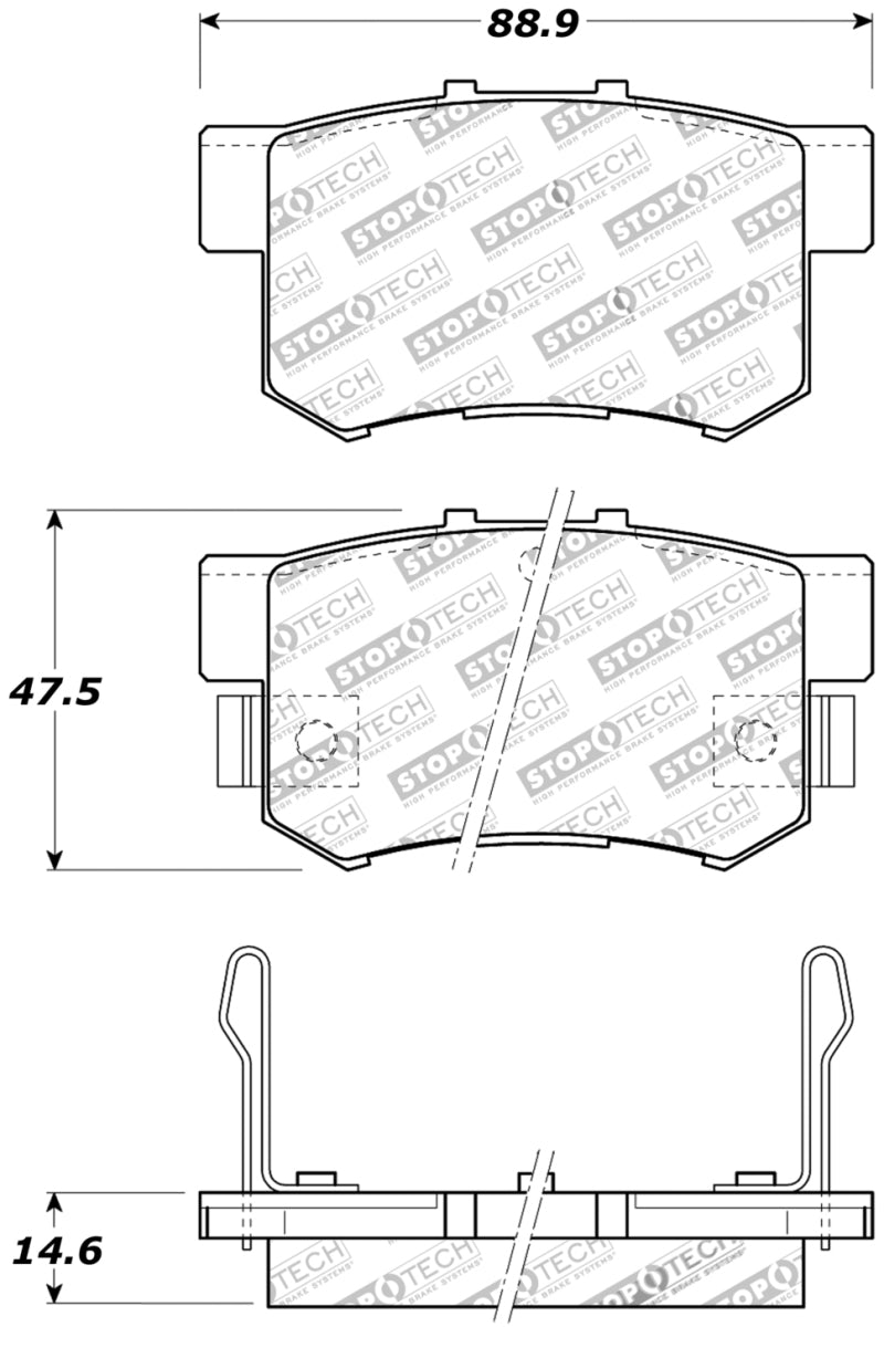 StopTech Street Touring 99-09 Honda S2000 / 00-13 Suzuki Kizashi Rear Brake Pads